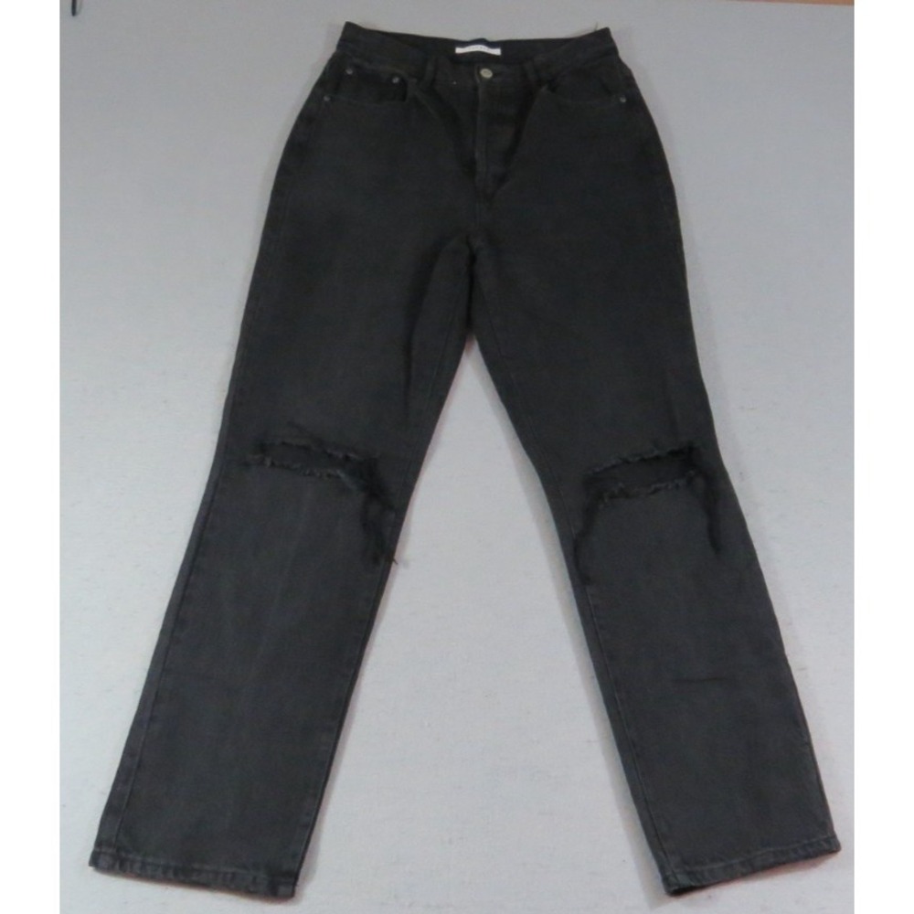 PacSun Dad Jean Black Distressed Knee Womens 28 Straight Denim Jeans HR Relaxed
